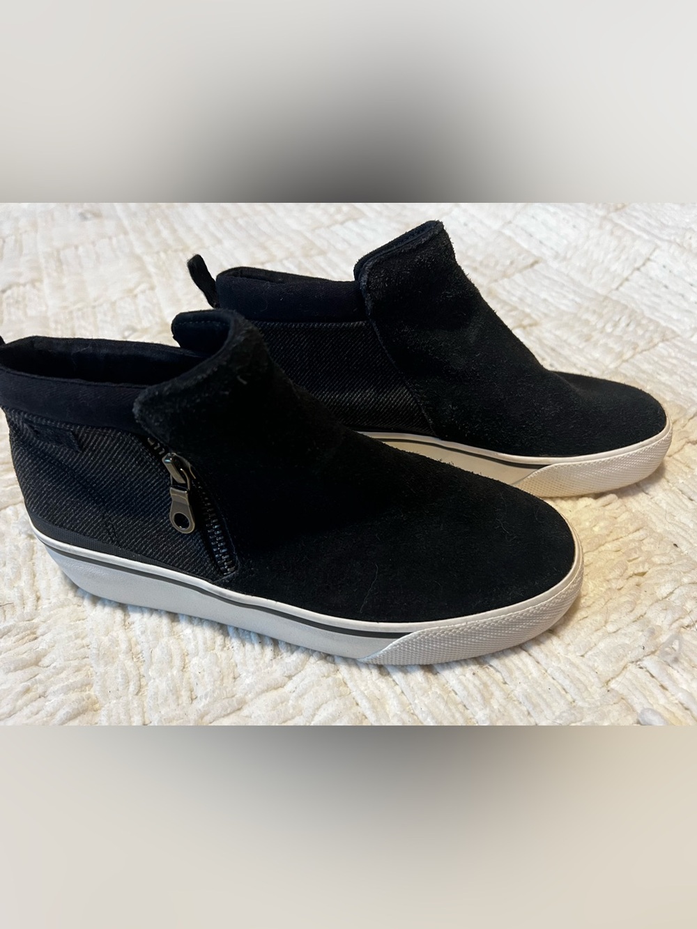 Keds Black Slip-On zip Suede-canvas Sneakers.